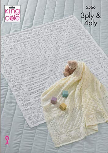 5566 king Cole Baby 3ply & 4ply Blanket Knitting Pattern