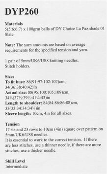 DYP260 Ladies Aran Dress Knitting Pattern