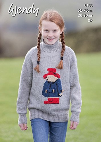 6133 Wendy Children’s Paddington Bear Jumper Knitting Pattern