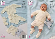 5985 King Cole Sweaters, Pants and Bootees in Cherished 4 Ply Knitting Pattern (leaflet)