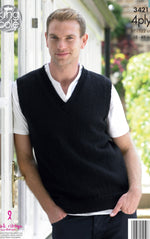 Mens Slipover and Waistcoat in Big Value 4 Ply, and Merino 4 Ply Knitting Pattern