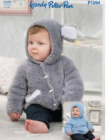 P1294 Peter Pan Baby Chunky Hooded Sweater & Jacket Knitting Pattern