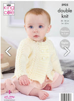 5925 King Cole Babies Collared Coat, Round Neck Coat & Hat Knitting Pattern Knitted in King Cole Comfort DK