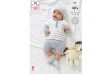 5981 King Cole Sweaters, Pants, Hat and Bootees knitted in King Cole 4Ply Knitting Pattern