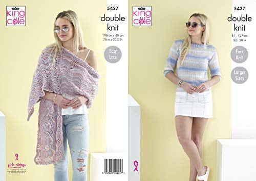 5427 King Cole Ladies Sweater & Shawl Knitted in Beaches Double Knitting Pattern