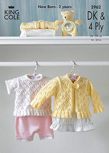 2962 King Cole Baby Cardigans and Top  4 Ply  knitting Pattern