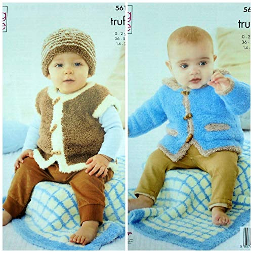 5618 King Cole Pram Blanket, Jacket, Gilet & Hat: Knitted in Truffle Double Knitting Pattern