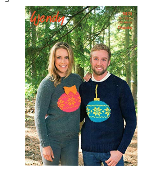 5873 Wendy Christmas Sweater with Bauble Motif in Mode Chunky Knitting Pattern