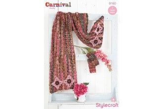 9160 Stylecraft Carnival Chunky Wrap/Scarf and Hand Warner’s Knitting Pattern