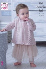 5342 king Cole Baby Cotton Finesse Matinee Jacket, Hat, Blanket & Cushion Doubles Knitting Pattern