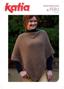 Katia Peru Ladies  Moss Stitch Poncho Knitting Pattern