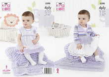 5390 king Cole Baby 4ply Cardigan, Pinafore Dress & Blanket Knitting Pattern