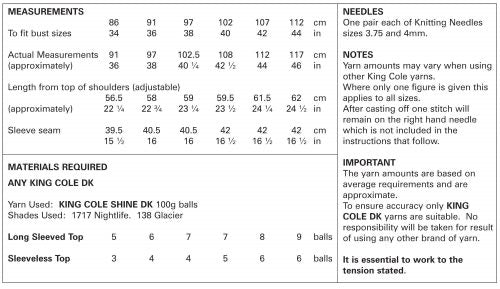 4378 King Cole Tops Double Knitting Pattern