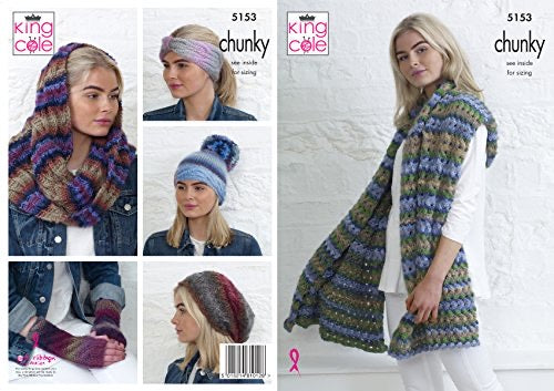 5153 King Cole Apparel Accessories in Riot Chunky Knitting Pattern