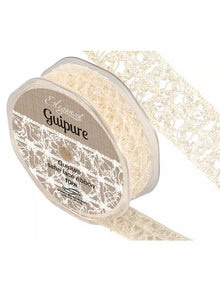 Eleganza Guipure Satin Lace Ribbon Reel 25mm x 10m