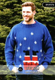 DYP276 Mens Christmas Aran Jumper Knitting Pattern