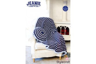 9400 Stylecraft Jeanie Denim Aran Throw and Cushion Crochet Pattern