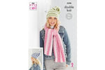 5598 King Cole Ladies Stripe DK Bobble Hat & Scarf Knitting Pattern