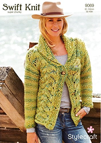 9069 Stylecraft Super Chunky Ladies Cardigan Knitting Pattern