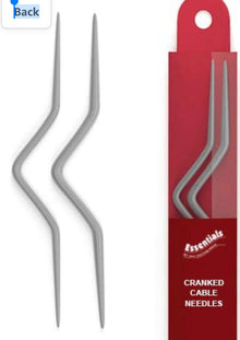 Essentials Cranked Cable Needles come in a pack of 2 for sizes 2-5mm