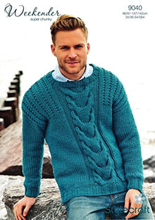 9040 Stylecraft Men’s Sweater Super Chunky Knitting Pattern