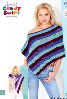 9417 Stylecraft Ladies Candy Swirl Ponchos Double Knitting Crochet Pattern