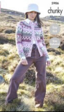 5906 King Cole Ladies Chunky Sweater and Cardigan in Nordic Chunky yarn