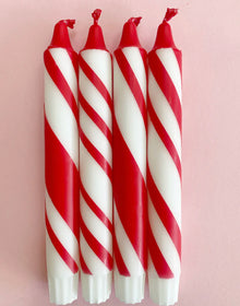 CANDY CANE LANE Dip Dye Dinner Candle Set of 4