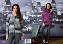 4379 King Cole Sweater and Cardigan Knitted with Shine Double Knitting Pattern