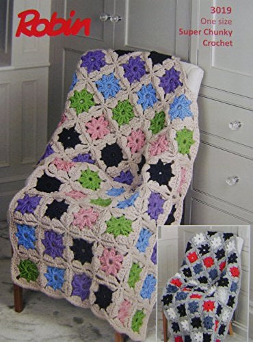 3019 Robin Super Chunky Crochet Pinwheel Throw