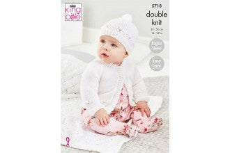 5718 King Cole Cardigan, Hat & Blanket in Baby Glitz DK Knitting Pattern