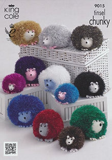 King Cole Tinsel 9015 Hedgehog Toy Chunky & Double Knitting Pattern & 10 Balls of Tinsel Yarn