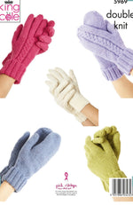 5969 King Cole Gloves and Mittens in Merino Blend DK Knitting Pattern (leaflet)