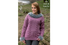 4060 King Cole Ladies Sweater, Cowl and Hat Aran & Fur Knitting Pattern