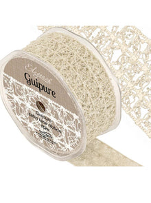 Eleganza Guipure Satin Lace Ribbon Reel 38mm x 10m