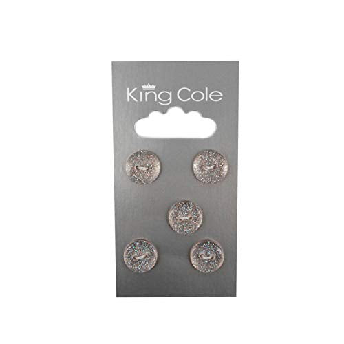 King Cole Pale Pink Glitter Buttons x 5 per card