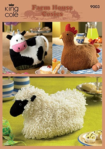 9003 King Cole Cow, Hen and Sheep Cosies Double Knitting Pattern