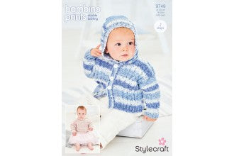 9749 Stylecraft Babies Jumper and Hoodie in Bambino Prints DK Knitting Pattern