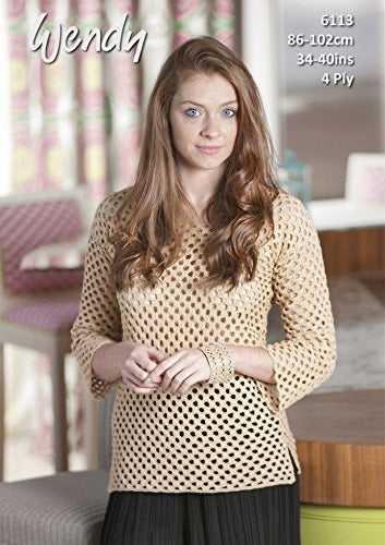 6113 Wendy Ladies 4ply Crochet Jumper Pattern