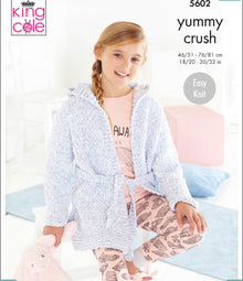 5602 King Cole Girls Dressing Gowns in Yummy Crush Knitting Pattern