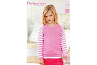 9135 Stylecraft Classique Cotton Children’s Double Knitting Jumper knitting Pattern