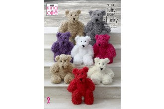 9101 king Cole Tufty Super Chunky Teddy Bear Knitting Pattern