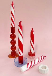 CANDY CANE LANE Dip Dye Dinner Candle Set of 4