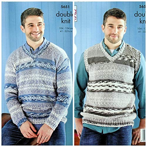 5751 King Cole Fjord Men’s Sweater & Tank Top Double Knitting Pattern