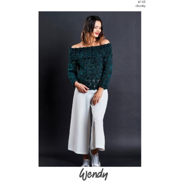 6142 Wendy Ladies Sweater Chunky Knitting Pattern