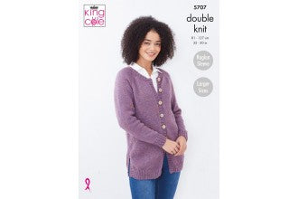 5707 King Cole Cardigan and Sweater Pattern in Big Value Tweed DK Pattern