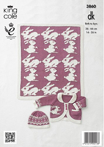 3860 King Cole Girls Dress, Cardigan, Hat and Blanket in Bamboo Cotton DK/8Ply Knitting Pattern