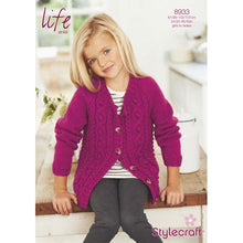 8933 Stylecraft Children’s Aran Cardigan Knitting Pattern