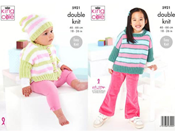 5921 King Cole Baby Child Top and Jacket with Hat in Cherished DK Knitting Pattern