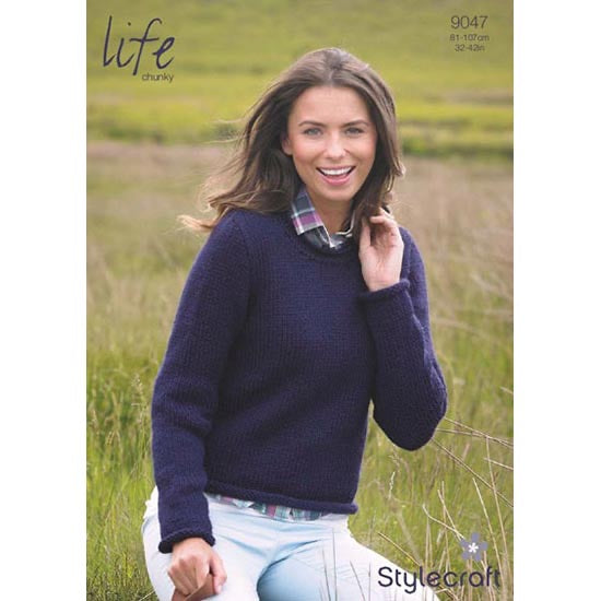 9047 Stylecraft Ladies Sweater Double Knitting Pattern